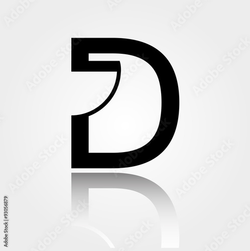 D for design- Logo for interior design or architecture showing space with door plan