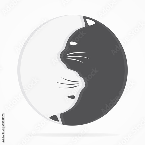 Yin yang cats logo of harmony and balance
