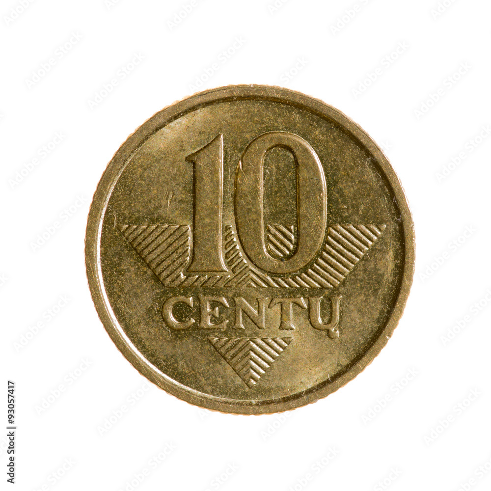 coin dime Lithuania isolated on white background. top view. Stock Photo ...