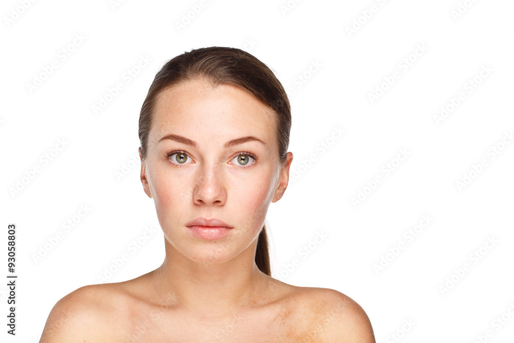 natural face of young causicasian woman without makeup. studio portrait white isolated natural face of young causicasian woman without makeup. studio portrait white isolated