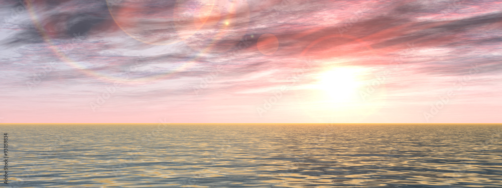 Conceptual sea water and sunset sky banner Conceptual sea water and sunset sky banner