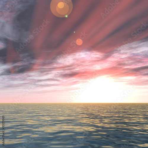 Conceptual sea water and sunset sky © high_resolution