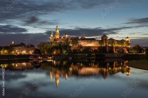Wawel Castle and Wawel cathedral seen from the Vistula boulevards in the morning #93062270