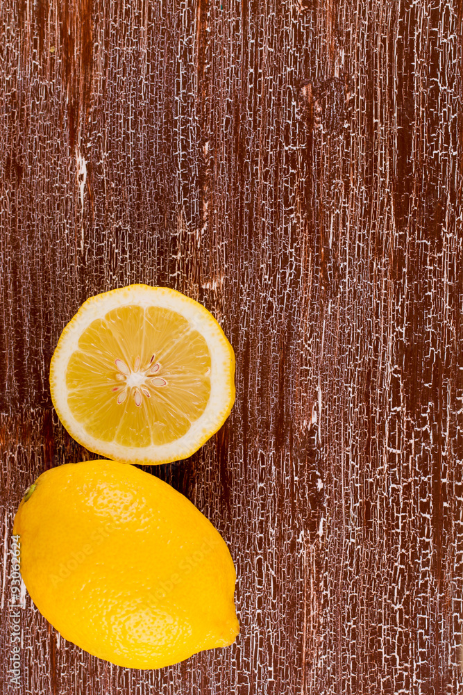 Lemon on an old table