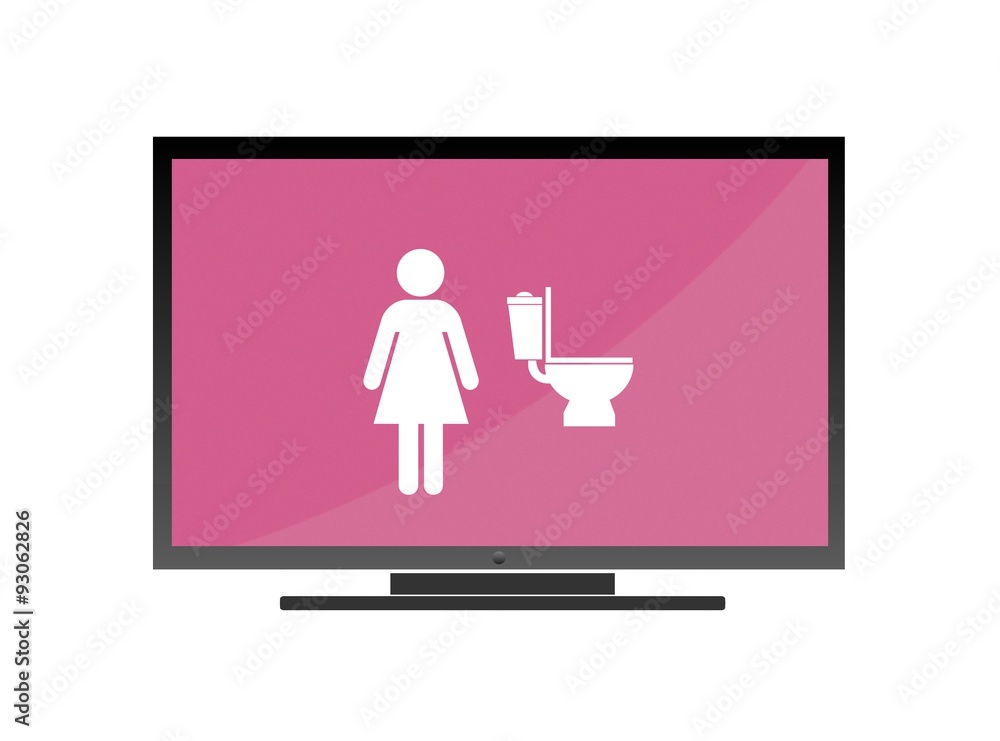 Toilettes femme dans un écran de télévision Toilettes femme dans un écran de télévision
