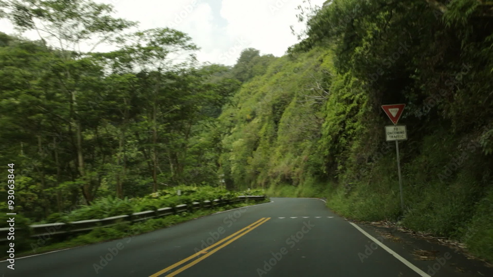 Wideo Stock Car POV driving on Hana Highway, Maui, Hawaii. Also known