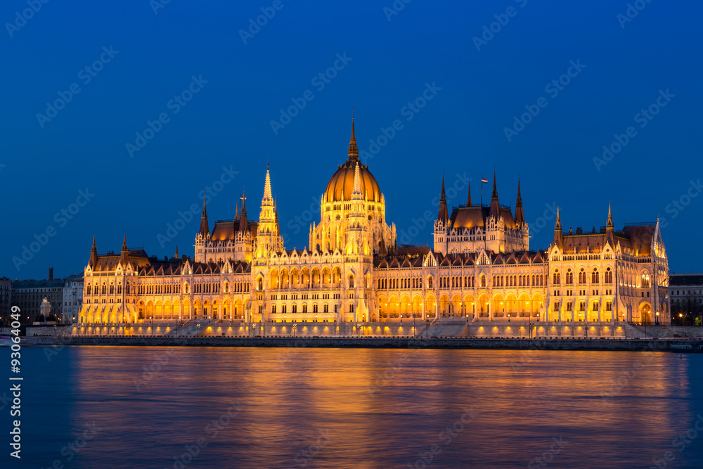 The Hungarian Parliament building at sunset