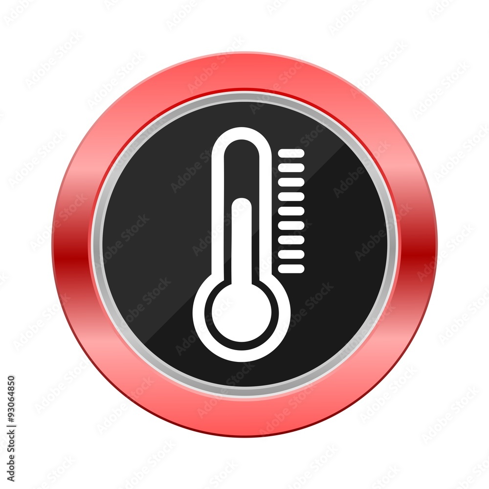 Thermometer icon red button Thermometer icon red button