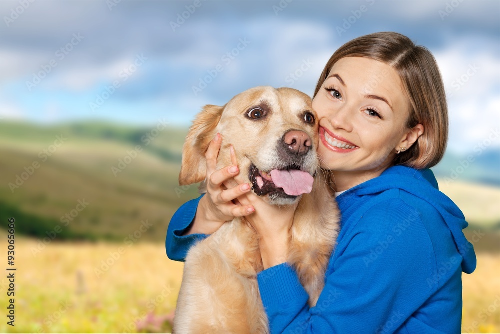 Dog hugging.