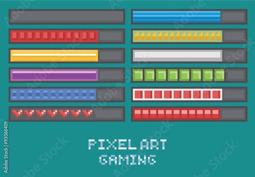 pixel art game development set - progress bar, loading, health
