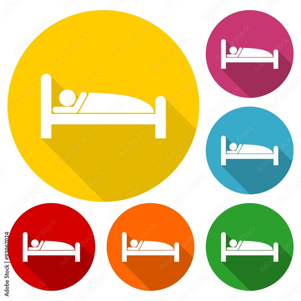 Sleeping symbol with long shadow set Sleeping symbol with long shadow set