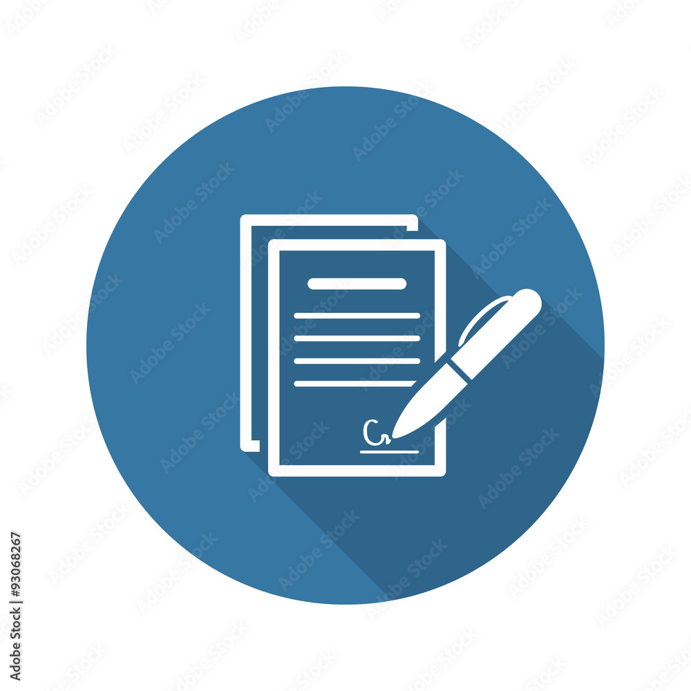 Signing Contract Icon. Business Concept. Flat Design. Signing Contract Icon. Business Concept. Flat Design.