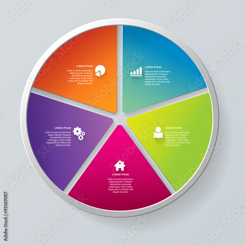 Vector color 5 circle segment process infographics background