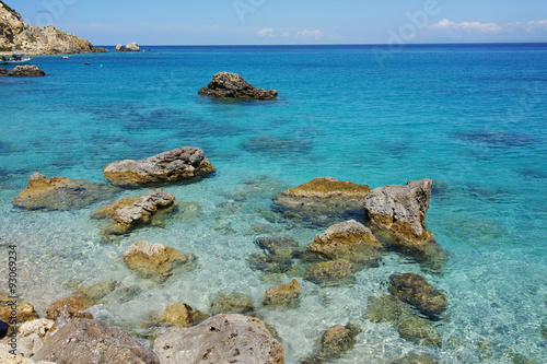 Rock in the water of Agios Nikitas Beach, Lefkada, Ionian Islands, Greece