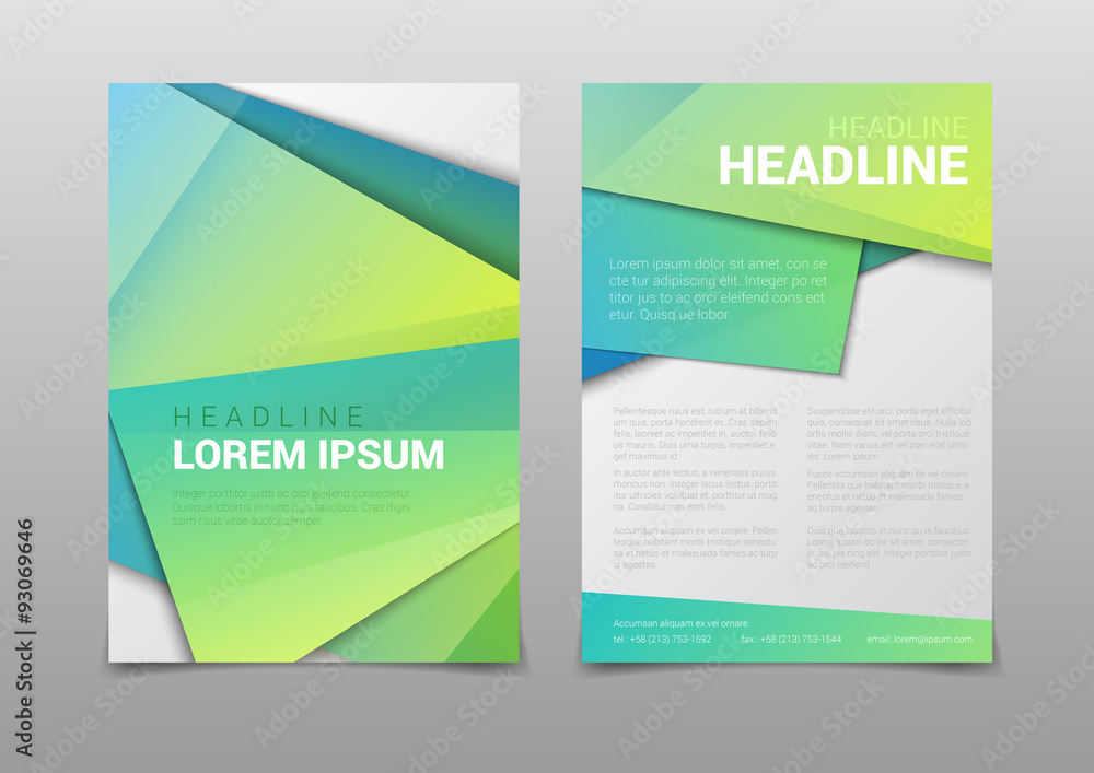 Fototapeta premium Green vector background company headline report template mockup