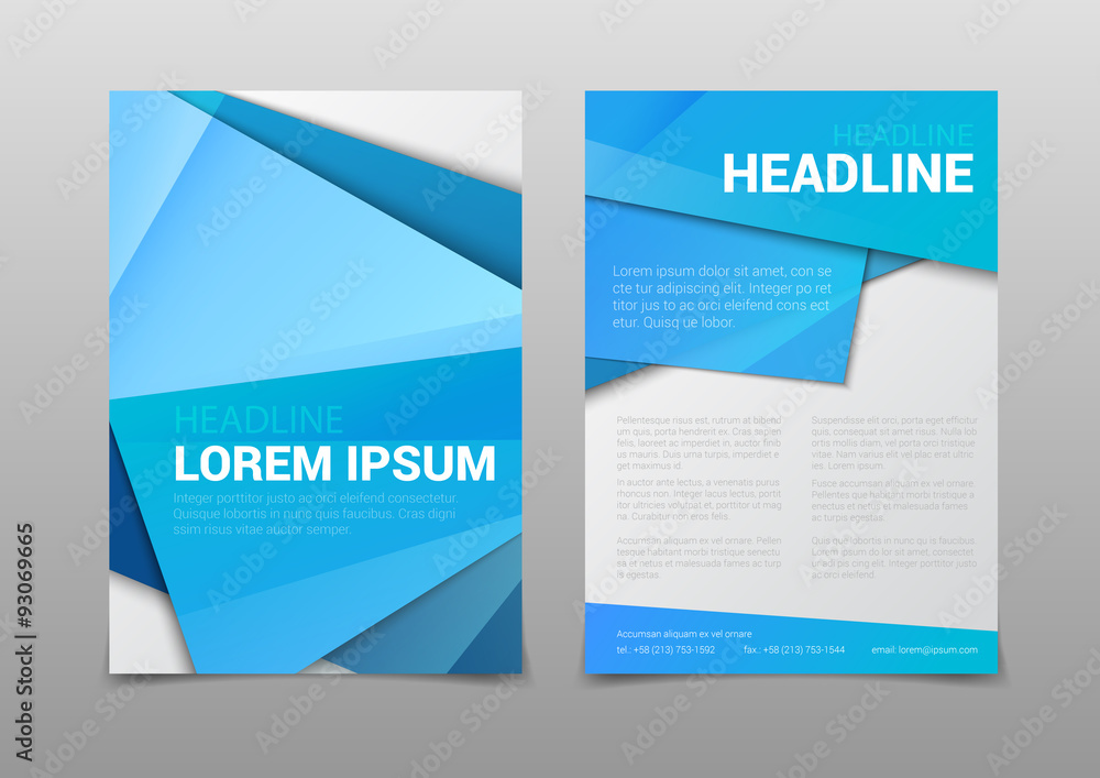 Blue vector background corporate document report template mockup