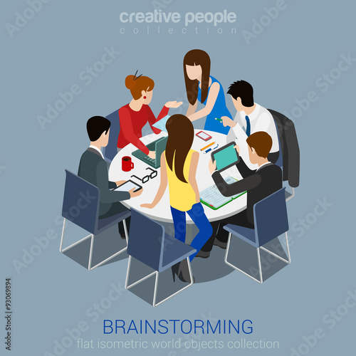 Brainstorming teamwork creative team discussion staff vector