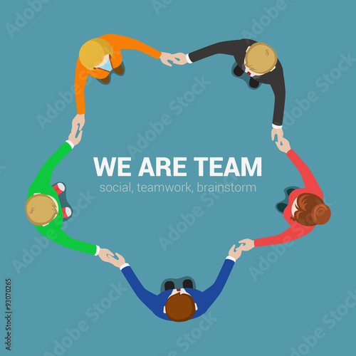 Vector flat friendly team stuff circle hands top view