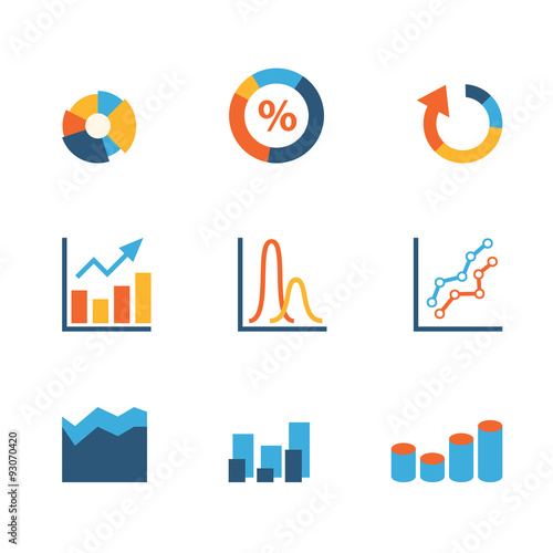 Data stats graphic chart diagram statistics website vector icons