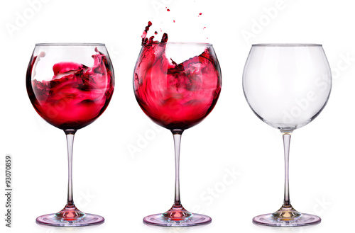 Set from glasses with wine isolated on a white 