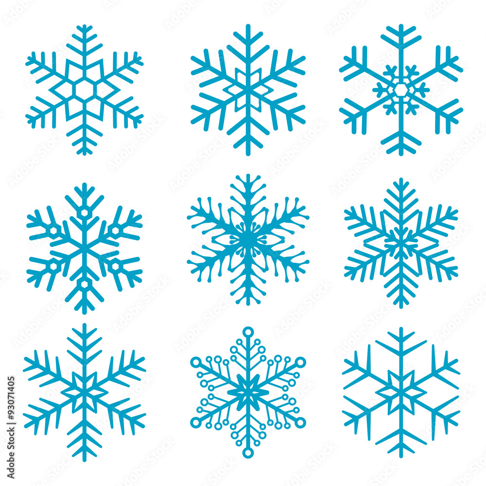 Snowflake isolated decoration vector icon set 01 Snowflake isolated decoration vector icon set 01