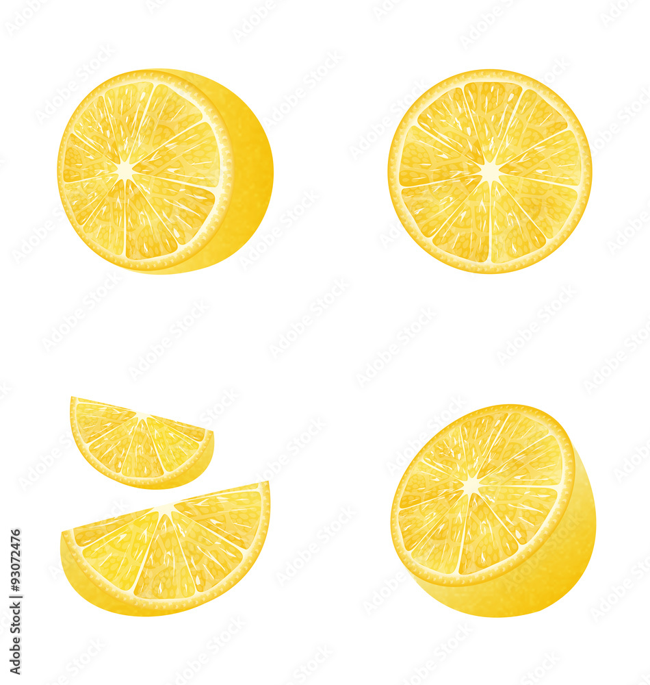 Set of Fruit Lemons Isolated