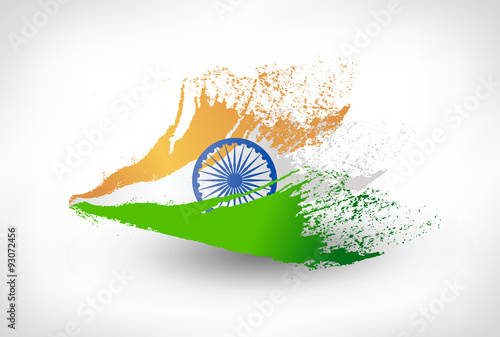 Brush painted flag of India