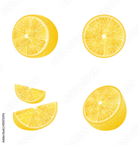 Set of Fruit Lemons Isolated