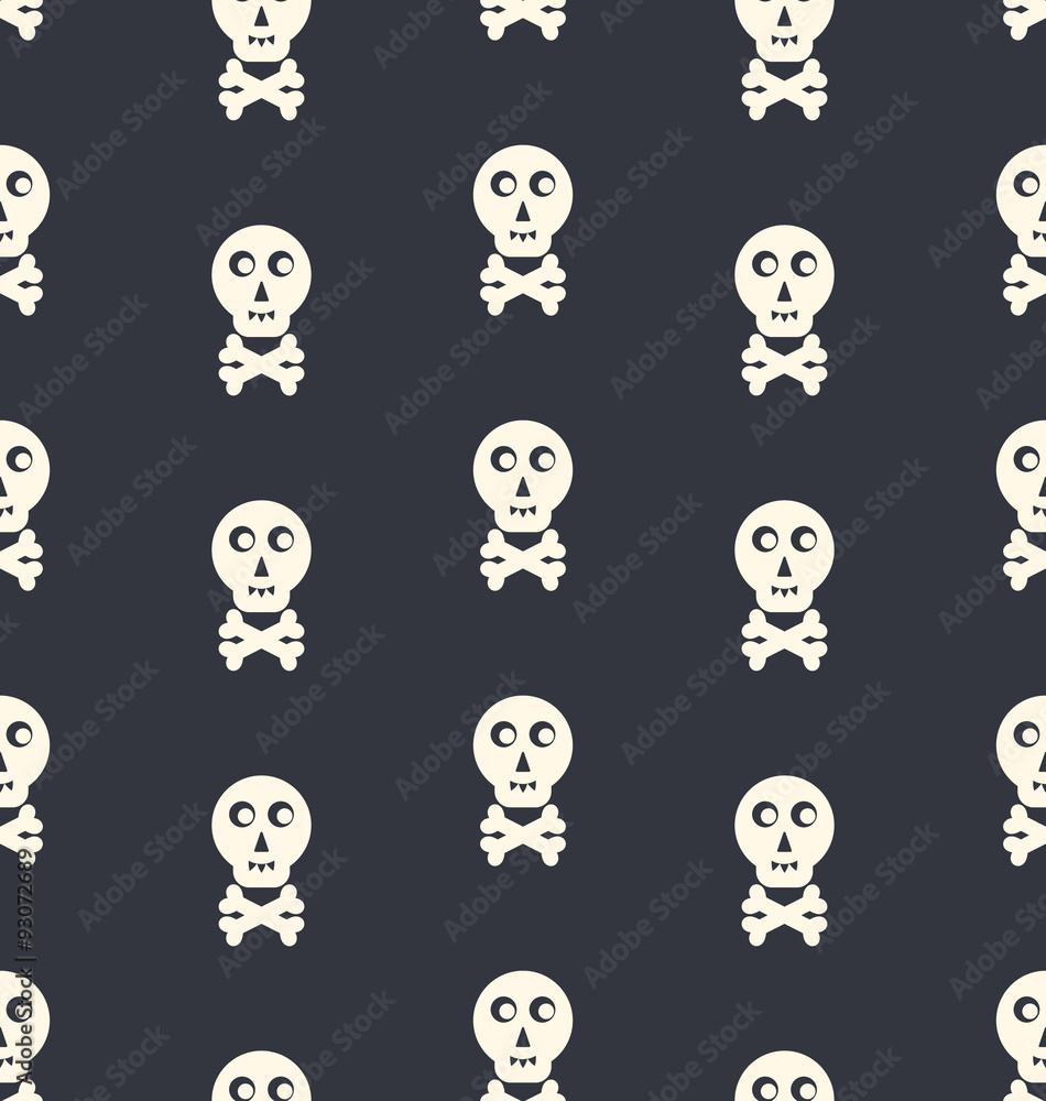 Seamless Pattern Skull White Seamless Pattern Skull White