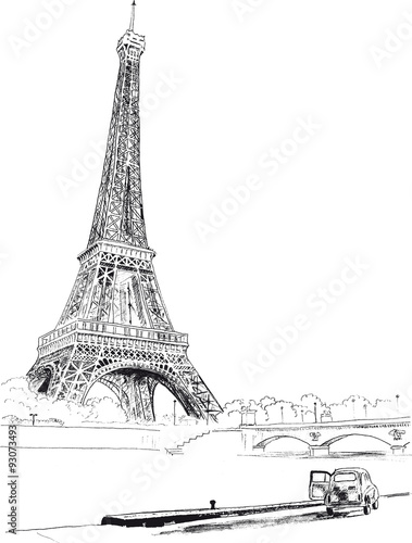 Fototapeta Naklejka Na Ścianę i Meble -  Eiffel tower, Paris, France. Vector illustration