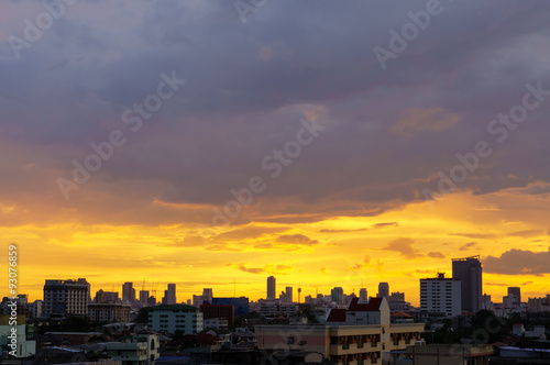 view of Bangkok downtown city night lights with sunset © waii