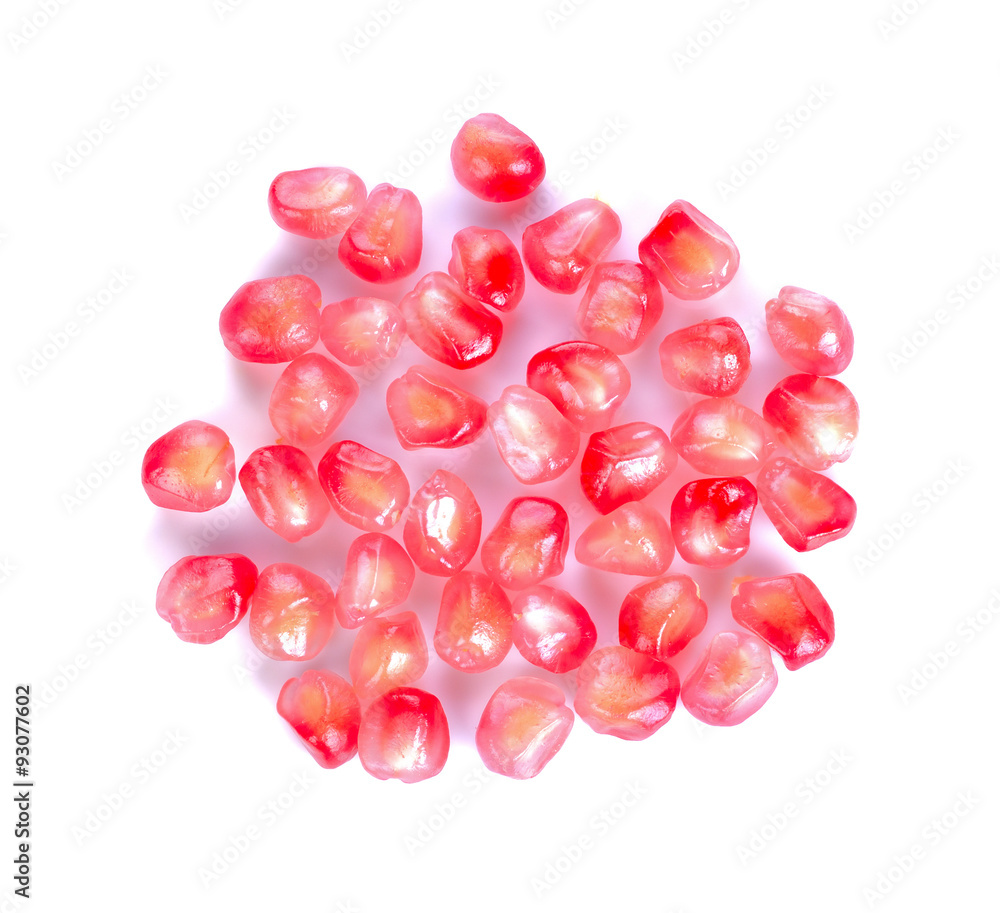 Ripe pomegranate fruit segment isolated on white background Ripe pomegranate fruit segment isolated on white background