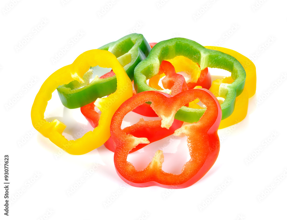 Sliced pepper isolated on white Sliced pepper isolated on white