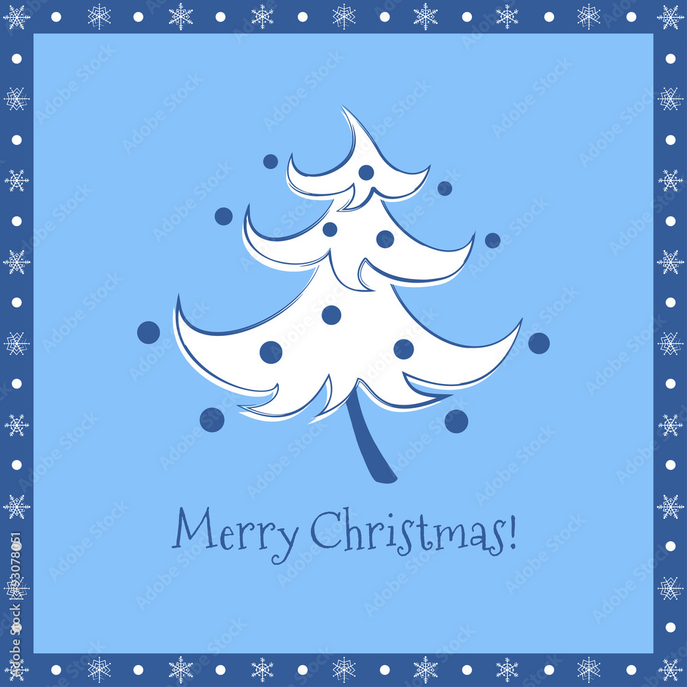Four variations of christmas card with funny dancing decorated christmas tree in blue Four variations of christmas card with funny dancing decorated christmas tree in blue