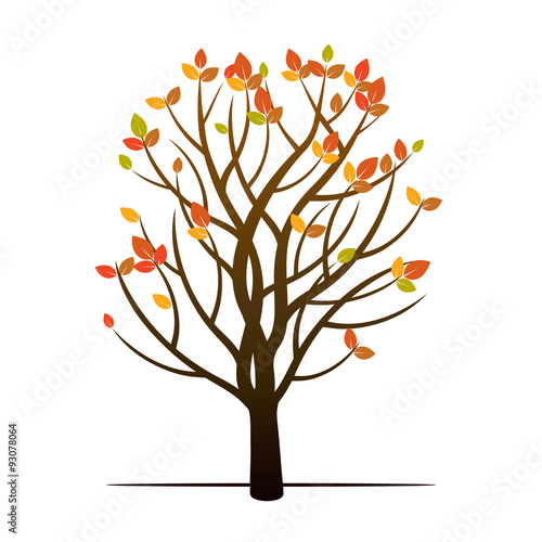 Autumn Tree. Vector Illustration.