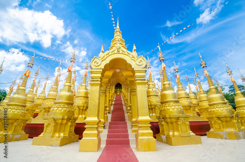 Golden pagoda at Wat pa sawang boon temple Thailand