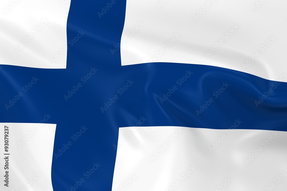 Waving Flag of Finland - 3D Render of the Finnish Flag with Silky Texture