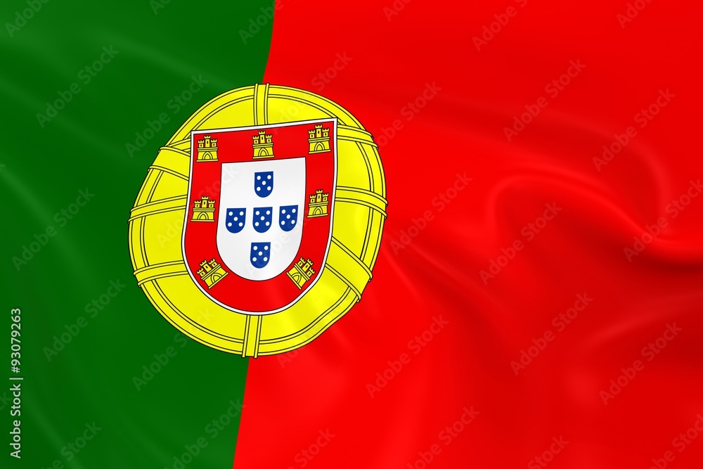 Waving Flag of Portugal - 3D Render of the Portuguese Flag with Silky Texture
