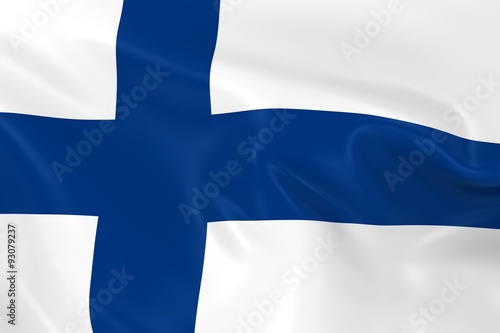 Waving Flag of Finland - 3D Render of the Finnish Flag with Silky Texture