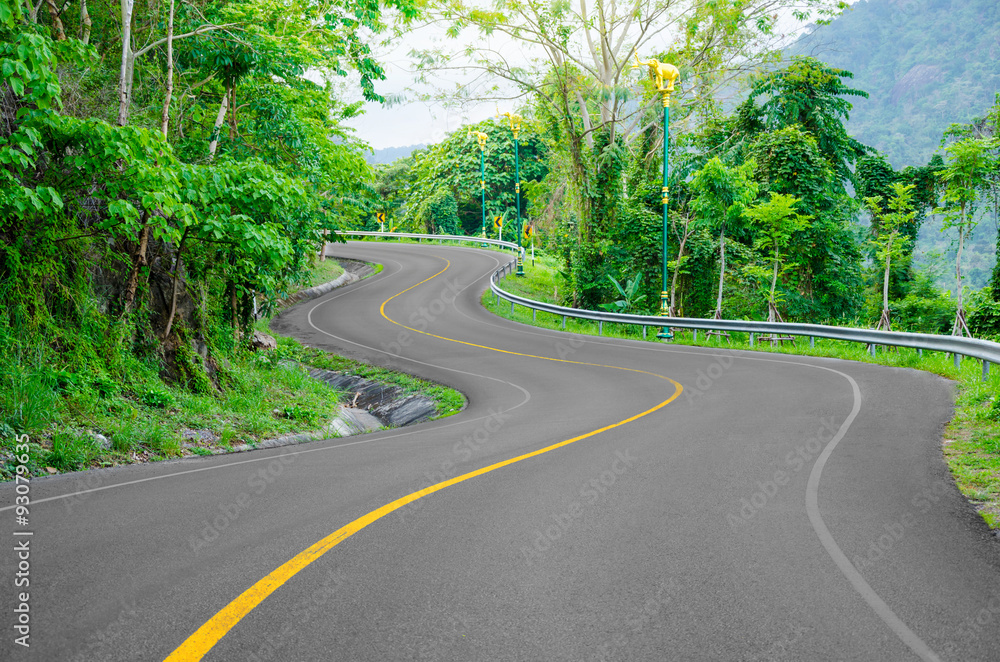 Curve way of asphalt road.