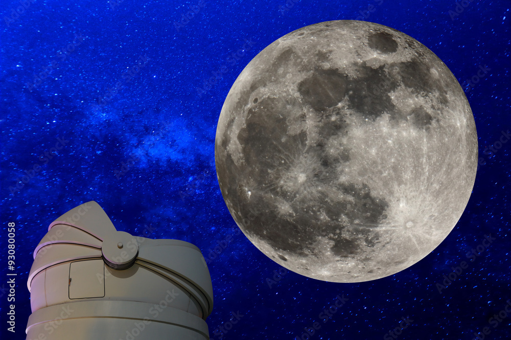 Ταπετσαρία Astronomical Observatory under the stars and Full moon.