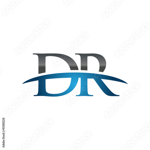 DR initial company swoosh logo blue