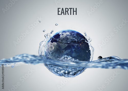 Solar system planet drops in to the water with splash. Elements #93081471