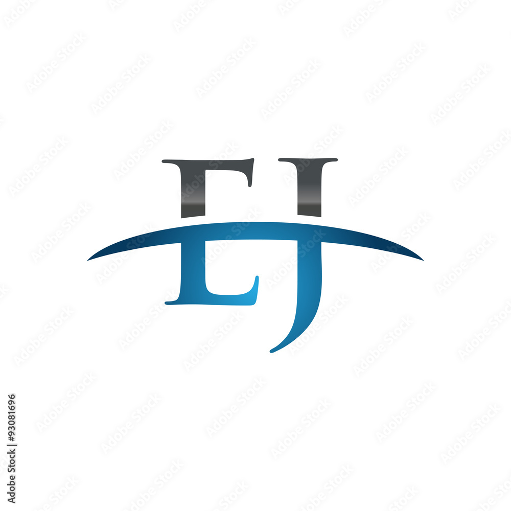 EJ initial company swoosh logo blue EJ initial company swoosh logo blue