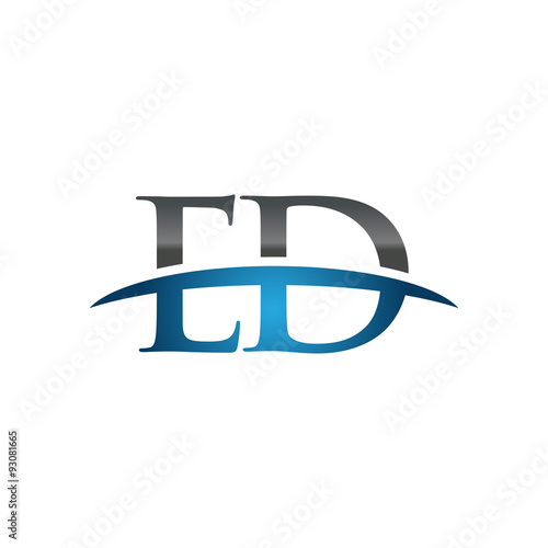 ED initial company swoosh logo blue