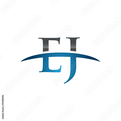 EJ initial company swoosh logo blue