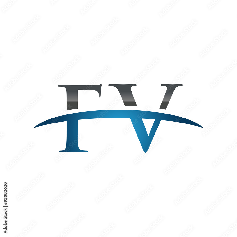FV initial company swoosh logo blue FV initial company swoosh logo blue