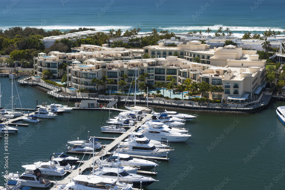 Luxurious boats in the marina