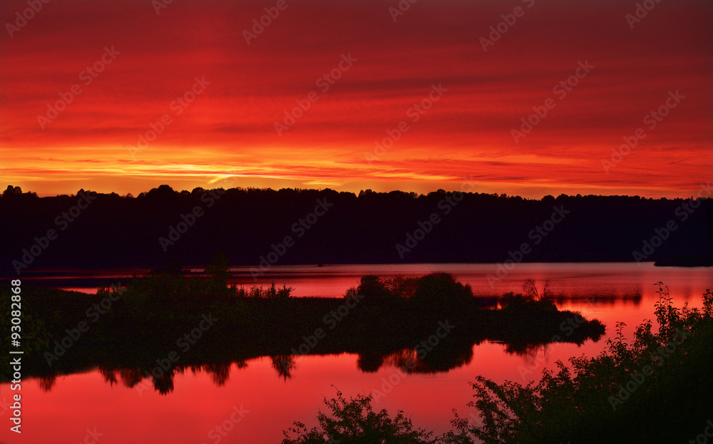 Red sunset in Lithuania