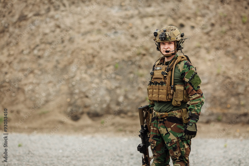 portrait of the special forces ranger on battlefield portrait of the special forces ranger on battlefield